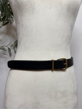 Madewell Black Leather Belt with Gold Buckle Accent